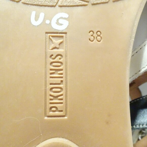 Pikolinos Leather Sandals Strappy Sz 38 Brown Ankle Cross Strap Stitching Boho - Picture 6 of 6